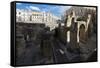 Ancient builldings and Roman ruins in the old town, Lecce, Apulia, Italy, Europe-Roberto Moiola-Framed Stretched Canvas