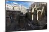 Ancient builldings and Roman ruins in the old town, Lecce, Apulia, Italy, Europe-Roberto Moiola-Mounted Photographic Print