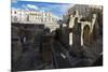 Ancient builldings and Roman ruins in the old town, Lecce, Apulia, Italy, Europe-Roberto Moiola-Mounted Photographic Print