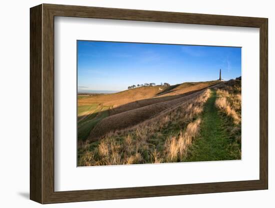 Ancient Chalk White Horse in Landscape at Cherhill Wiltshire England during Autumn Evening-Veneratio-Framed Photographic Print