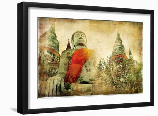 Ancient Cities of Mysterious Thailand - Artwork in Painting Style-Maugli-l-Framed Art Print