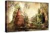 Ancient Cities Of Thailand - Artwork In Painting Style-Maugli-l-Stretched Canvas