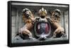 Ancient Coat of Arms with Lions Rampant, Amsterdam, Netherlands-null-Framed Stretched Canvas