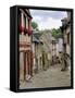 Ancient Cobbled Street and Houses, Rue Du Petit Fort, Dinan, Cotes-D'Armor, Brittany-Peter Richardson-Framed Stretched Canvas