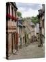 Ancient Cobbled Street and Houses, Rue Du Petit Fort, Dinan, Cotes-D'Armor, Brittany-Peter Richardson-Stretched Canvas