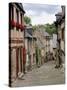 Ancient Cobbled Street and Houses, Rue Du Petit Fort, Dinan, Cotes-D'Armor, Brittany-Peter Richardson-Stretched Canvas