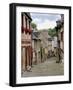 Ancient Cobbled Street and Houses, Rue Du Petit Fort, Dinan, Cotes-D'Armor, Brittany-Peter Richardson-Framed Photographic Print