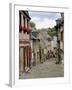 Ancient Cobbled Street and Houses, Rue Du Petit Fort, Dinan, Cotes-D'Armor, Brittany-Peter Richardson-Framed Photographic Print