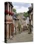 Ancient Cobbled Street and Houses, Rue Du Petit Fort, Dinan, Cotes-D'Armor, Brittany-Peter Richardson-Stretched Canvas