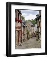 Ancient Cobbled Street and Houses, Rue Du Petit Fort, Dinan, Cotes-D'Armor, Brittany-Peter Richardson-Framed Premium Photographic Print