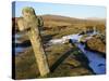 Ancient Cross in Winter, Whitchurch Common, Dartmoor National Park, Devon, England, United Kingdom,-Peter Groenendijk-Stretched Canvas