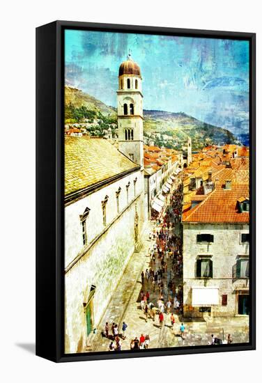 Ancient Dubrovnik - Artistic Picture In Painting Style-Maugli-l-Framed Stretched Canvas