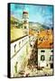 Ancient Dubrovnik - Artistic Picture In Painting Style-Maugli-l-Framed Stretched Canvas