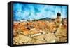 Ancient Dubrovnik -Artwork In Painting Style-Maugli-l-Framed Stretched Canvas