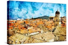 Ancient Dubrovnik -Artwork In Painting Style-Maugli-l-Stretched Canvas