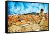 Ancient Dubrovnik -Artwork In Painting Style-Maugli-l-Framed Stretched Canvas