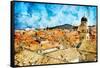 Ancient Dubrovnik -Artwork In Painting Style-Maugli-l-Framed Stretched Canvas