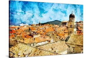 Ancient Dubrovnik -Artwork In Painting Style-Maugli-l-Stretched Canvas