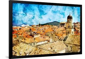 Ancient Dubrovnik -Artwork In Painting Style-Maugli-l-Framed Art Print