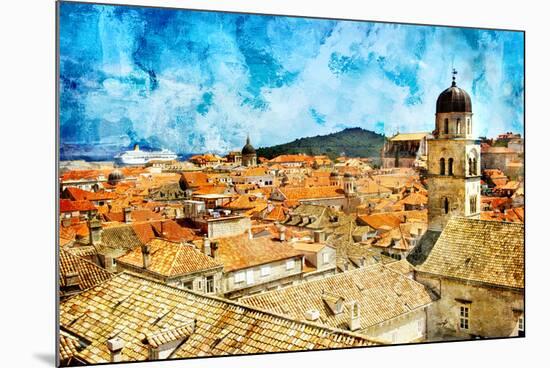Ancient Dubrovnik -Artwork In Painting Style-Maugli-l-Mounted Art Print