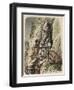 Ancient Egypt: Carving a statue of the Abu Simbel Temple,-Heinrich Leutemann-Framed Giclee Print