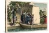 Ancient Egypt : Distinguished lady travelling in a barque,-Heinrich Leutemann-Stretched Canvas