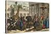 Ancient Egypt : Ethiopians bring their tributes before the Pharaoh,-Heinrich Leutemann-Stretched Canvas