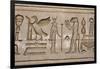 Ancient Egyptian Hieroglyphs Carved on the Wall of Hathor Temple-null-Framed Photographic Print