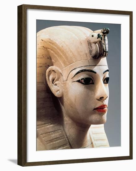 Ancient Egyptian Painted Alabaster Head from Treasure of Tutankhamen-null-Framed Giclee Print