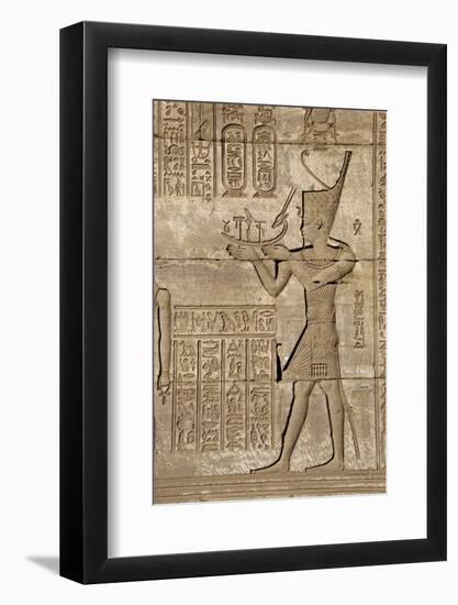 Ancient Egyptian Sunken Relief Depicting Man Carrying a Symbolic Bark, Detail of a Roman Mammisi-null-Framed Photographic Print