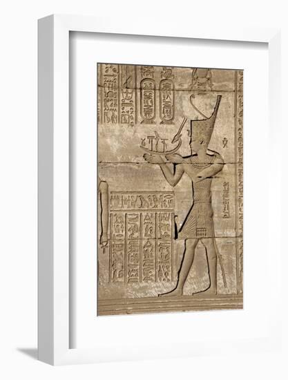 Ancient Egyptian Sunken Relief Depicting Man Carrying a Symbolic Bark, Detail of a Roman Mammisi-null-Framed Photographic Print