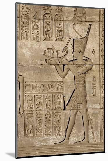 Ancient Egyptian Sunken Relief Depicting Man Carrying a Symbolic Bark, Detail of a Roman Mammisi-null-Mounted Photographic Print