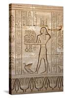 Ancient Egyptian Sunken Relief Depicting Man Carrying Offerings to the Goddess Hathor-null-Stretched Canvas