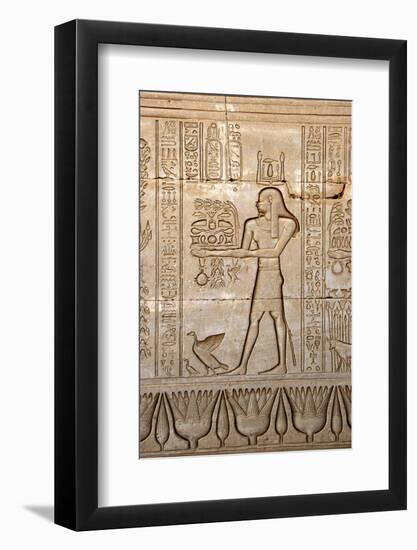 Ancient Egyptian Sunken Relief Depicting Man Carrying Offerings to the Goddess Hathor-null-Framed Photographic Print