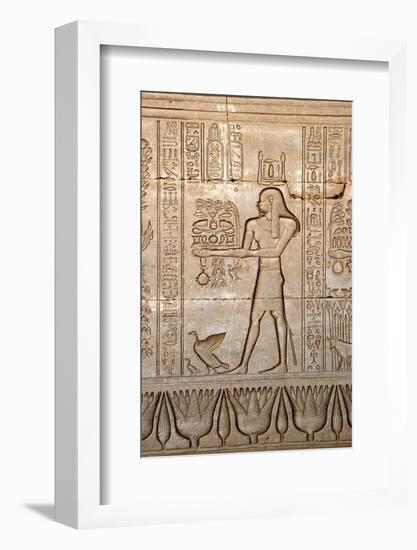 Ancient Egyptian Sunken Relief Depicting Man Carrying Offerings to the Goddess Hathor-null-Framed Photographic Print