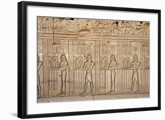 Ancient Egyptian Sunken Relief Depicting Offerings and Tributes Brought to the Goddess Hathor-null-Framed Photographic Print