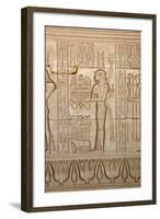 Ancient Egyptian Sunken Relief Depicting Woman Bringing Offerings to the Goddess Hathor-null-Framed Photographic Print