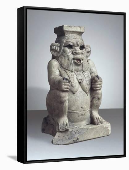 Ancient Egyptian Terracotta Figurine of God Bes-null-Framed Stretched Canvas