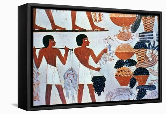 Ancient Egyptian Wall Paintings in a Tomb at Thebes, Egypt-null-Framed Stretched Canvas