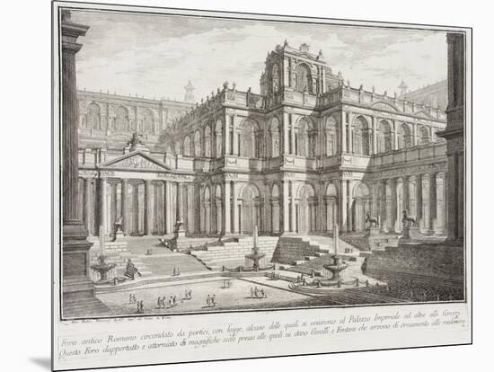 Ancient Forum Surrounded by Porticoes, c.1743-Giovanni Battista Piranesi-Mounted Giclee Print