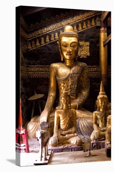 Ancient Gilded Wooden Buddhas Inside Wat In-Lee Frost-Stretched Canvas