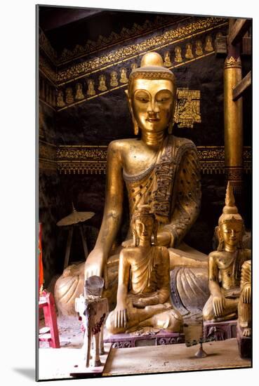 Ancient Gilded Wooden Buddhas Inside Wat In-Lee Frost-Mounted Photographic Print