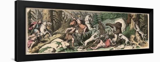 Ancient Greece: Bear Hunt,-Heinrich Leutemann-Framed Giclee Print
