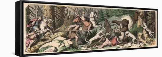 Ancient Greece: Bear Hunt,-Heinrich Leutemann-Framed Stretched Canvas