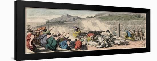 Ancient Greece: Olympic Games - Fourhorse carriage racing in the Hippodrome,-Heinrich Leutemann-Framed Giclee Print