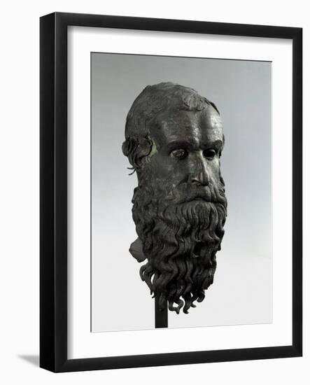 Ancient Greek Bronze Head of an Old Man with Long Beard (Philosopher of Porticello)-null-Framed Photographic Print
