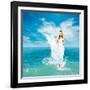 Ancient Greek Goddess In Sea Waves-brickrena-Framed Art Print