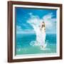 Ancient Greek Goddess In Sea Waves-brickrena-Framed Art Print