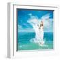 Ancient Greek Goddess In Sea Waves-brickrena-Framed Art Print