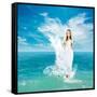 Ancient Greek Goddess In Sea Waves-brickrena-Framed Stretched Canvas